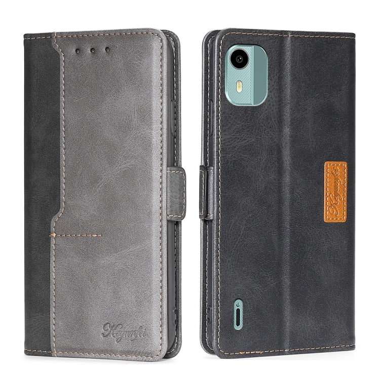 For Nokia C12 Contrast Color Side Buckle Leather Phone Case