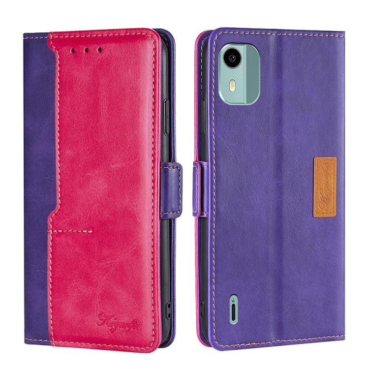 For Nokia C12 Contrast Color Side Buckle Leather Phone Case