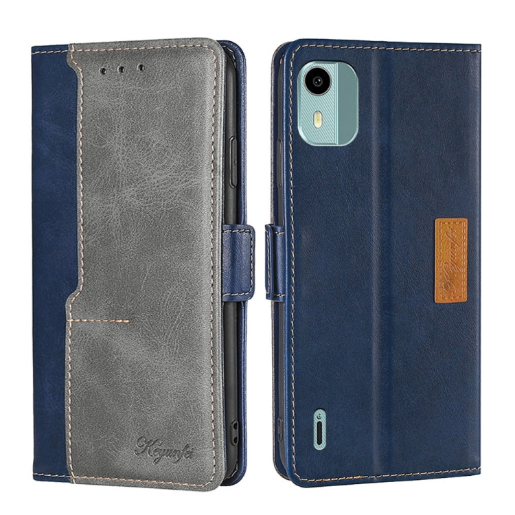 For Nokia C12 Contrast Color Side Buckle Leather Phone Case