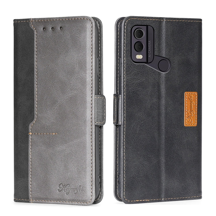 For Nokia C22 Contrast Color Side Buckle Leather Phone Case
