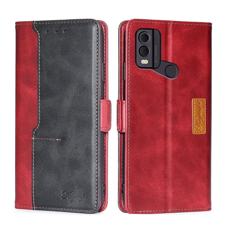 For Nokia C22 Contrast Color Side Buckle Leather Phone Case