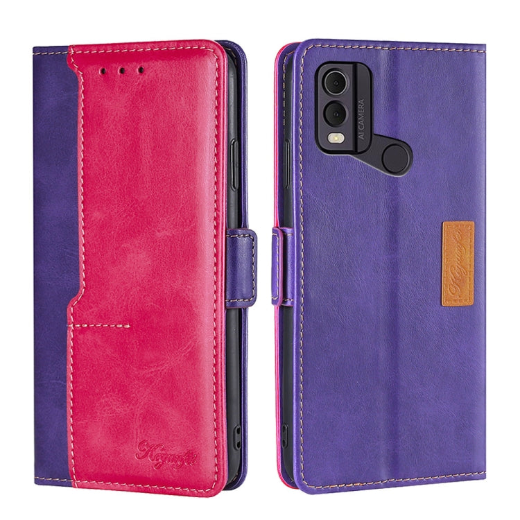 For Nokia C22 Contrast Color Side Buckle Leather Phone Case