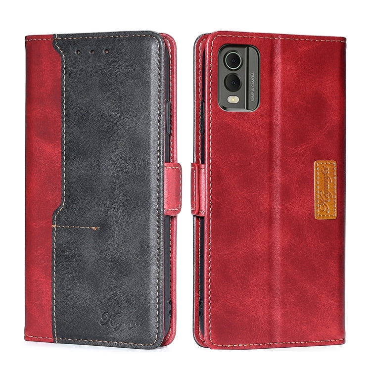 For Nokia C32 Contrast Color Side Buckle Leather Phone Case