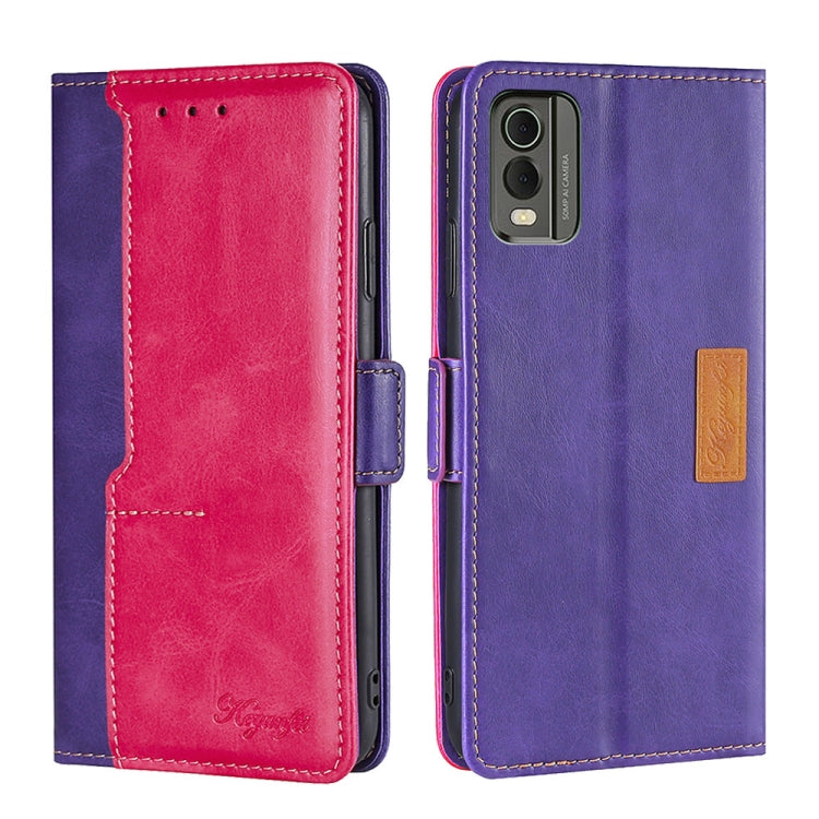 For Nokia C32 Contrast Color Side Buckle Leather Phone Case
