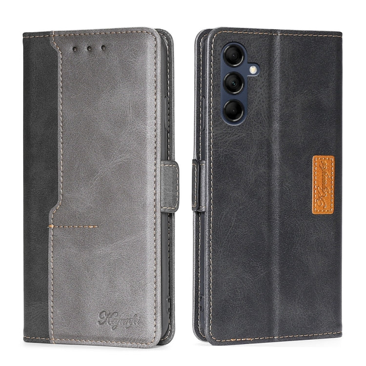 For Samsung Galaxy M14 5G Contrast Color Side Buckle Leather Phone Case