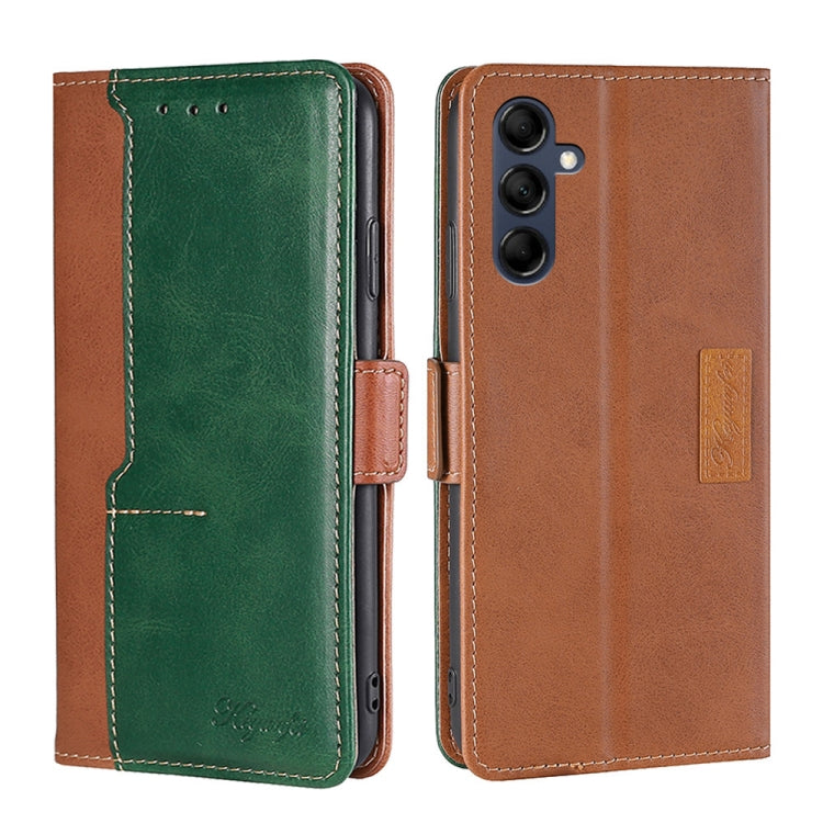 For Samsung Galaxy M14 5G Contrast Color Side Buckle Leather Phone Case