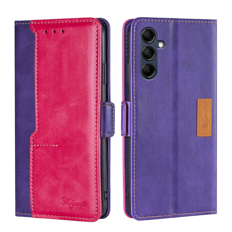 For Samsung Galaxy M14 5G Contrast Color Side Buckle Leather Phone Case
