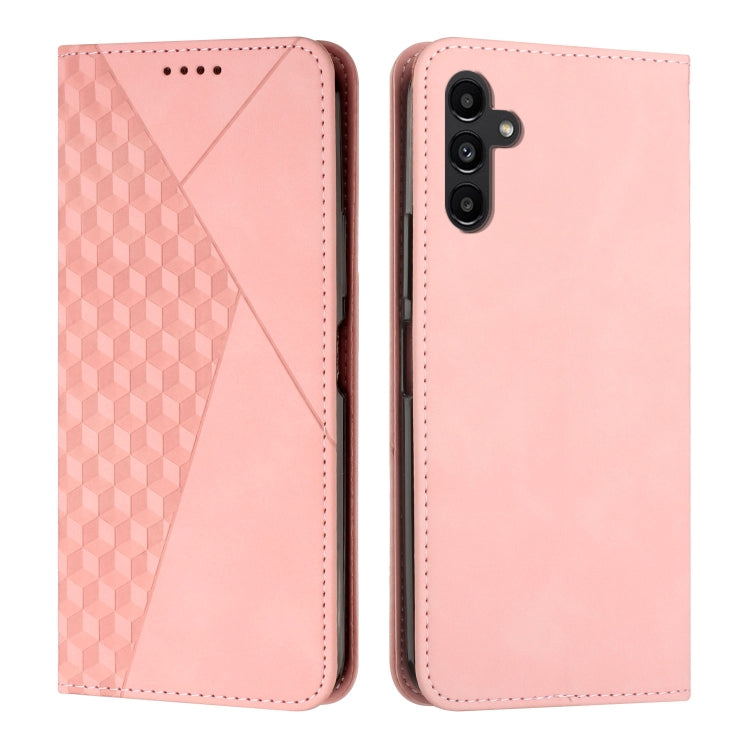 For Samsung Galaxy A24 4G Diamond Pattern Skin Feel Magnetic Leather Phone Case