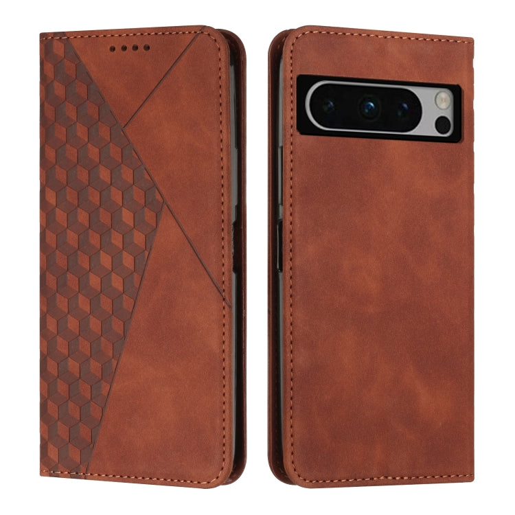 For Google Pixel 8 Pro Diamond Pattern Skin Feel Magnetic Leather Phone Case