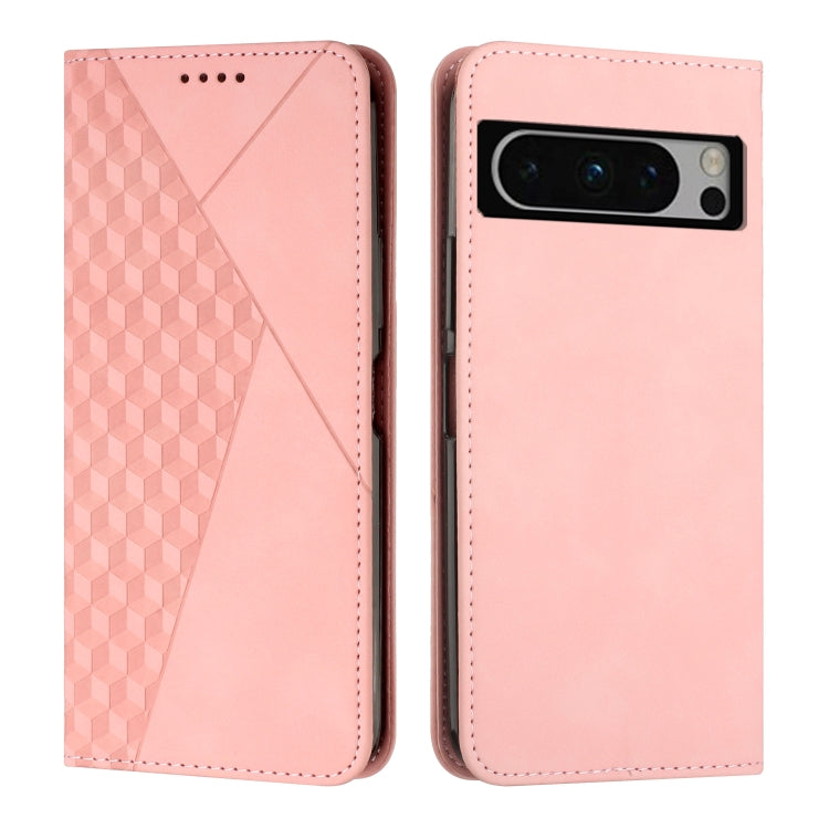 For Google Pixel 8 Pro Diamond Pattern Skin Feel Magnetic Leather Phone Case