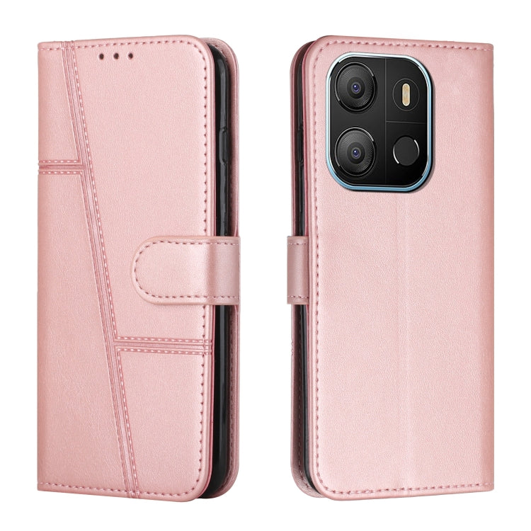 For Tecno Pop 7 Stitching Calf Texture Buckle Leather Phone Case
