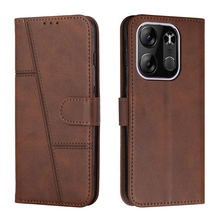 For Tecno Pop 7 Pro Stitching Calf Texture Buckle Leather Phone Case