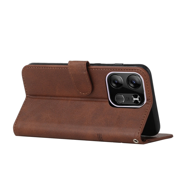 For Tecno Pop 7 Pro Stitching Calf Texture Buckle Leather Phone Case