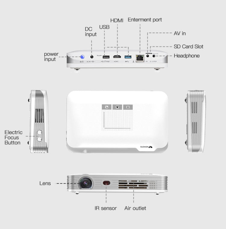 WOWOTO T9S TI DLP DMD 0.45 1280 x 800 4K 350ANSI RGB LED Smart Projector