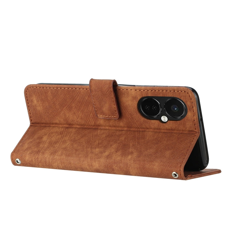 For OnePlus Nord CE 3/Nord CE 3 Lite/Nord N30 Skin Feel Stripe Pattern Leather Phone Case with Lanyard