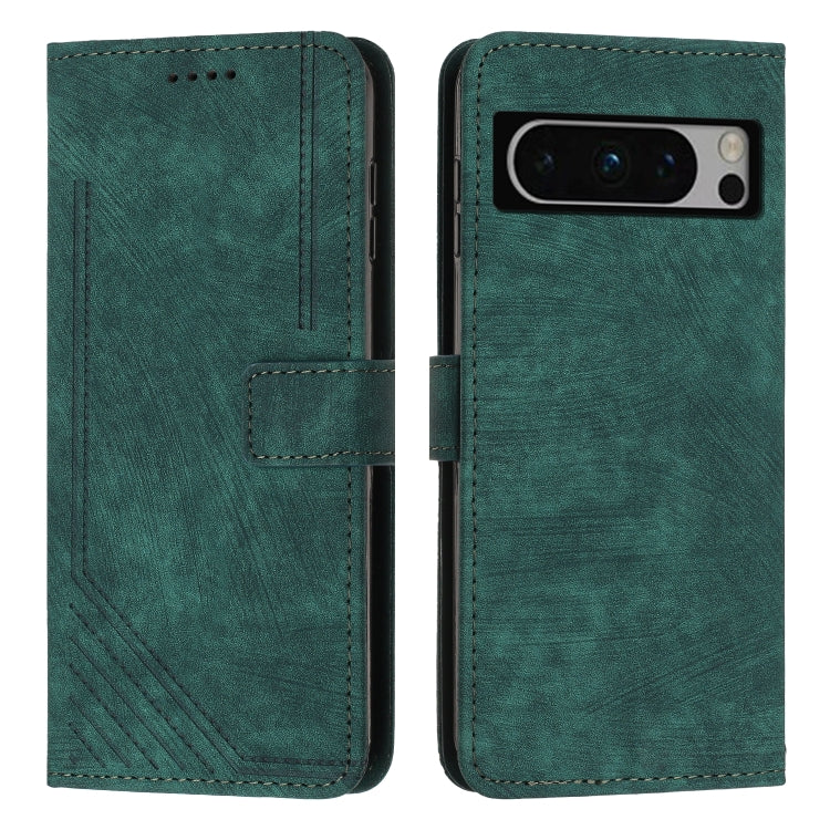 For Google Pixel 8 Pro Skin Feel Stripe Pattern Leather Phone Case with Lanyard