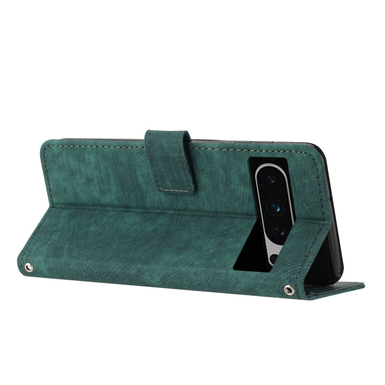 For Google Pixel 8 Pro Skin Feel Stripe Pattern Leather Phone Case with Lanyard