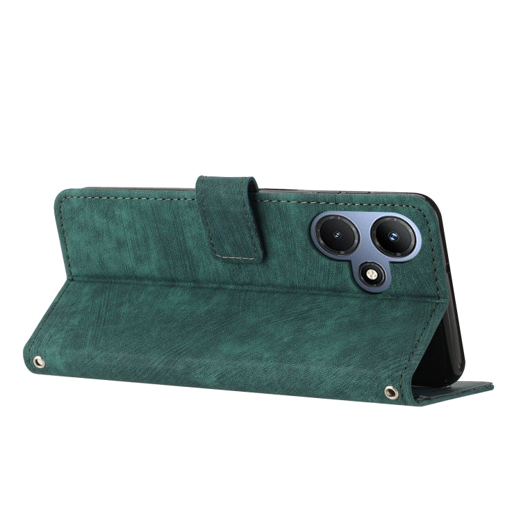 For Infinix Hot 30i Skin Feel Stripe Pattern Leather Phone Case with Lanyard