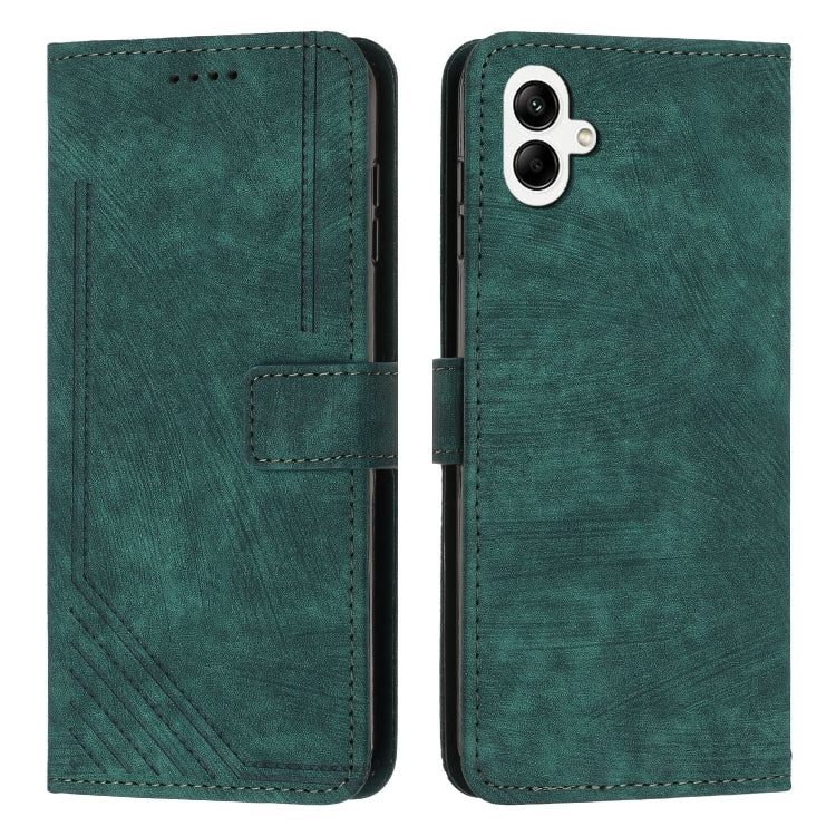 For Samsung Galaxy M14 5G / F14 5G Skin Feel Stripe Pattern Leather Phone Case with Lanyard