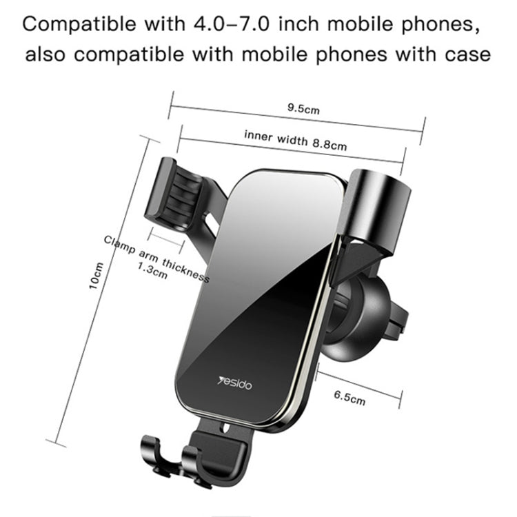 Yesido C87 Car Air Outlet Mirror Gravity Phone Mount Holder(Black)