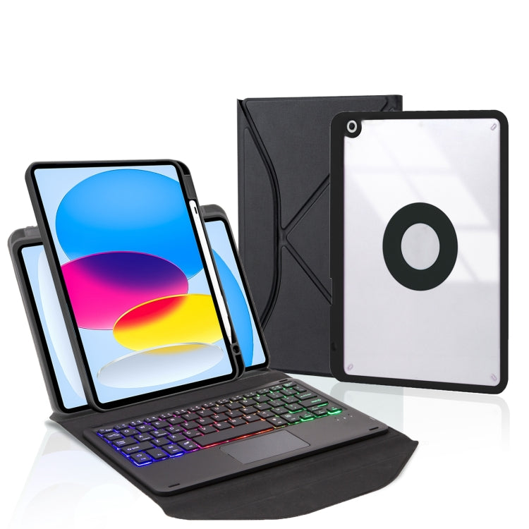 Z10B-AS For iPad 10th Gen 10.9 2022 Pen Slot Touchpad Backlight Bluetooth Keyboard Leather Tablet Case