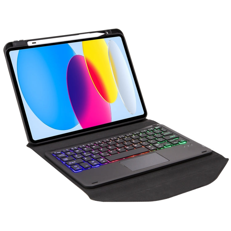 Z10B-AS For iPad 10th Gen 10.9 2022 Pen Slot Touchpad Backlight Bluetooth Keyboard Leather Tablet Case