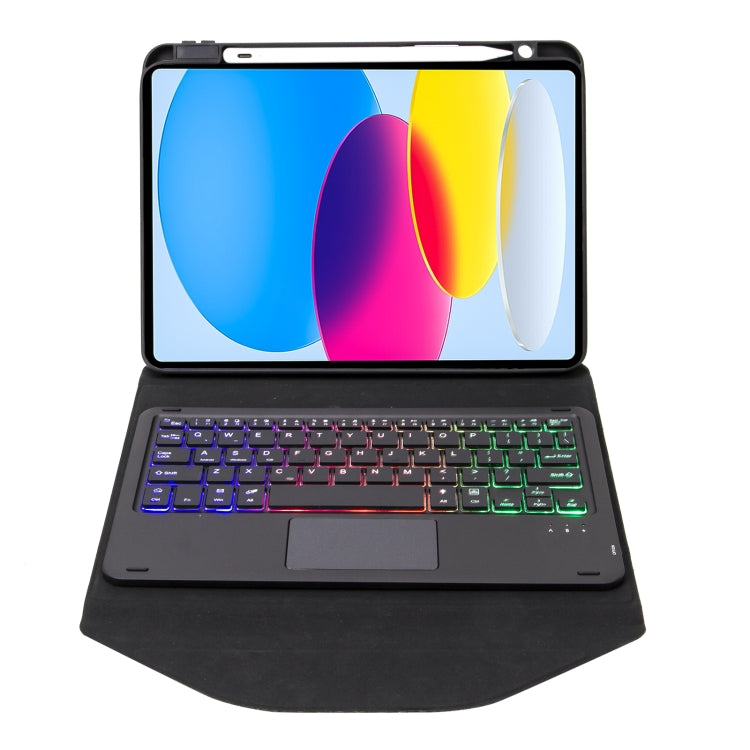 Z10B-AS For iPad 10th Gen 10.9 2022 Pen Slot Touchpad Backlight Bluetooth Keyboard Leather Tablet Case