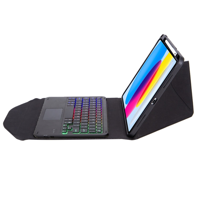Z10B-AS For iPad 10th Gen 10.9 2022 Pen Slot Touchpad Backlight Bluetooth Keyboard Leather Tablet Case