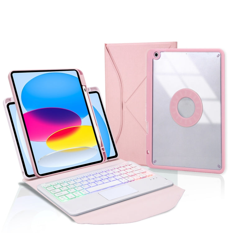 Z10B-AS For iPad 10th Gen 10.9 2022 Pen Slot Touchpad Backlight Bluetooth Keyboard Leather Tablet Case