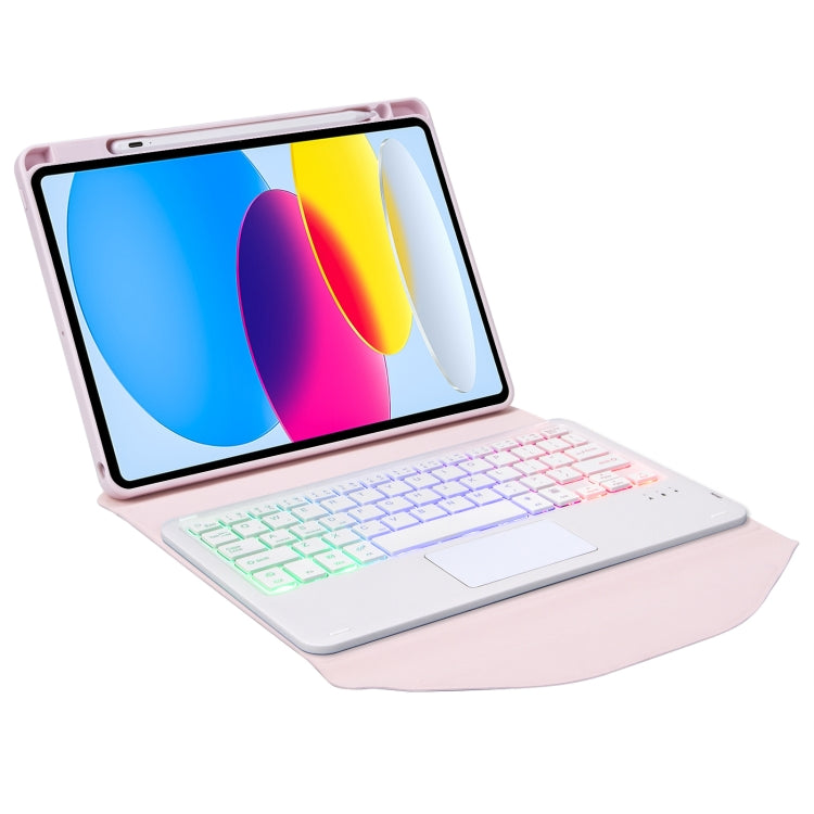 Z10B-AS For iPad 10th Gen 10.9 2022 Pen Slot Touchpad Backlight Bluetooth Keyboard Leather Tablet Case