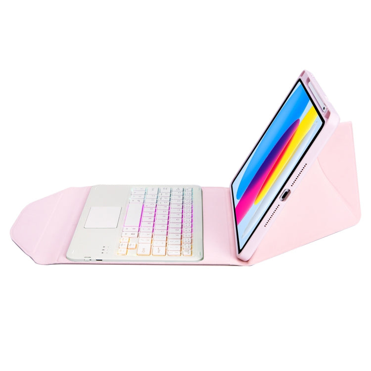 Z10B-AS For iPad 10th Gen 10.9 2022 Pen Slot Touchpad Backlight Bluetooth Keyboard Leather Tablet Case