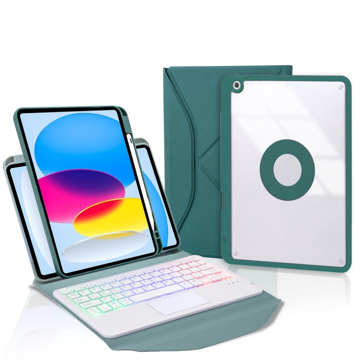 Z10B-AS For iPad 10th Gen 10.9 2022 Pen Slot Touchpad Backlight Bluetooth Keyboard Leather Tablet Case