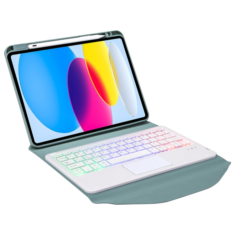 Z10B-AS For iPad 10th Gen 10.9 2022 Pen Slot Touchpad Backlight Bluetooth Keyboard Leather Tablet Case