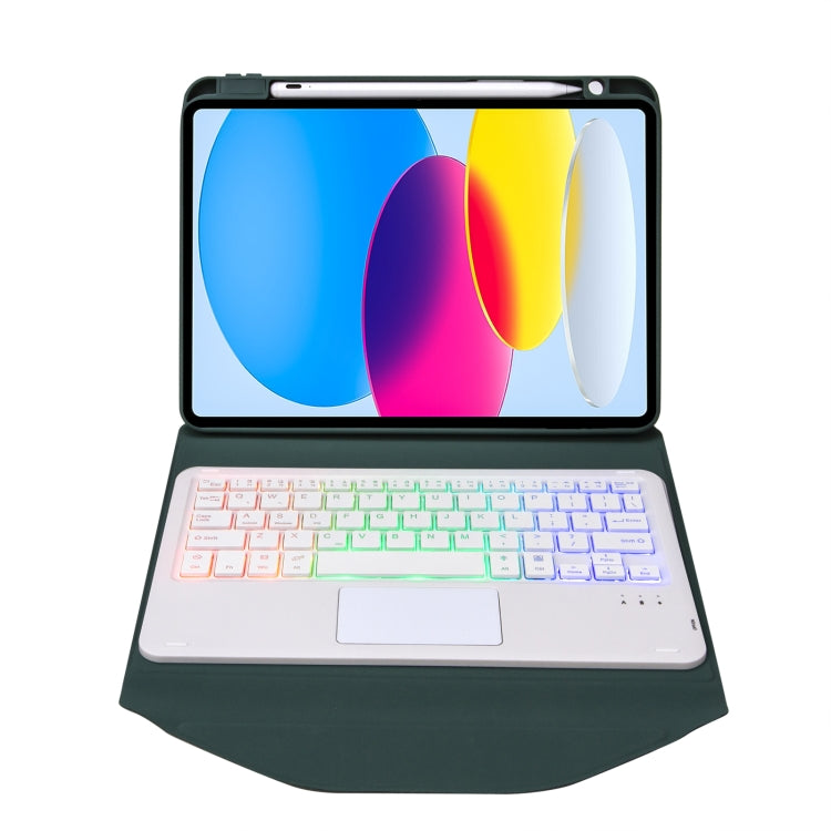 Z10B-AS For iPad 10th Gen 10.9 2022 Pen Slot Touchpad Backlight Bluetooth Keyboard Leather Tablet Case