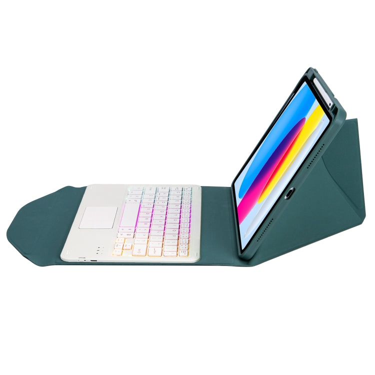 Z10B-AS For iPad 10th Gen 10.9 2022 Pen Slot Touchpad Backlight Bluetooth Keyboard Leather Tablet Case