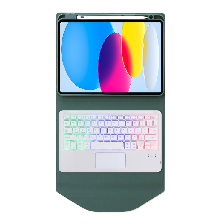 Z10B-AS For iPad 10th Gen 10.9 2022 Pen Slot Touchpad Backlight Bluetooth Keyboard Leather Tablet Case