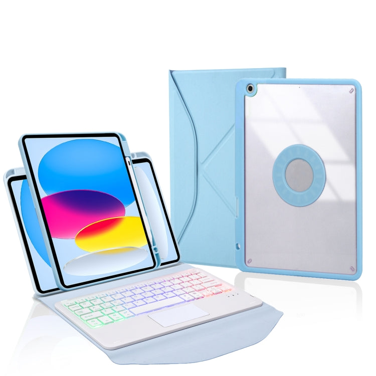 Z10B-AS For iPad 10th Gen 10.9 2022 Pen Slot Touchpad Backlight Bluetooth Keyboard Leather Tablet Case