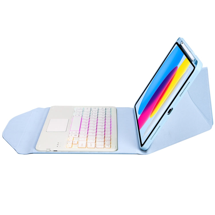Z10B-AS For iPad 10th Gen 10.9 2022 Pen Slot Touchpad Backlight Bluetooth Keyboard Leather Tablet Case