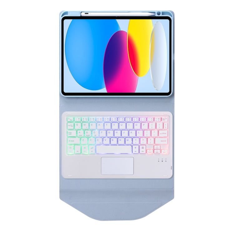 Z10B-AS For iPad 10th Gen 10.9 2022 Pen Slot Touchpad Backlight Bluetooth Keyboard Leather Tablet Case
