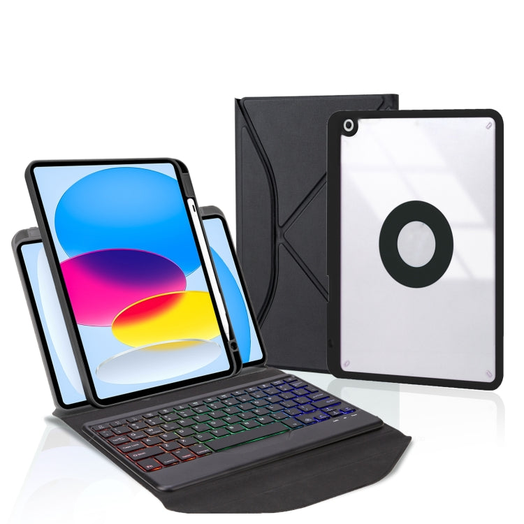 Z10BS For iPad 10th Gen 10.9 2022 Pen Slot Backlight Bluetooth Keyboard Leather Tablet Case