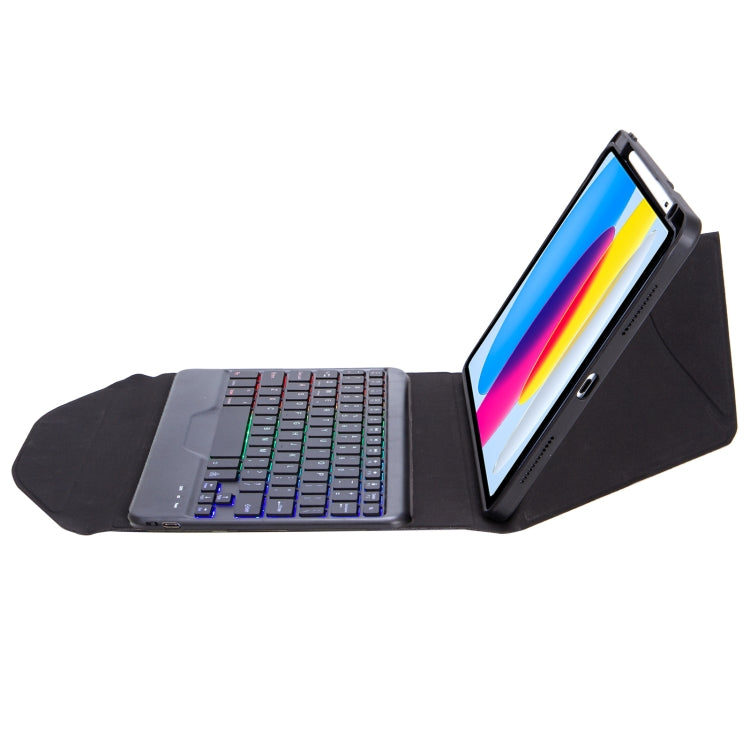 Z10BS For iPad 10th Gen 10.9 2022 Pen Slot Backlight Bluetooth Keyboard Leather Tablet Case