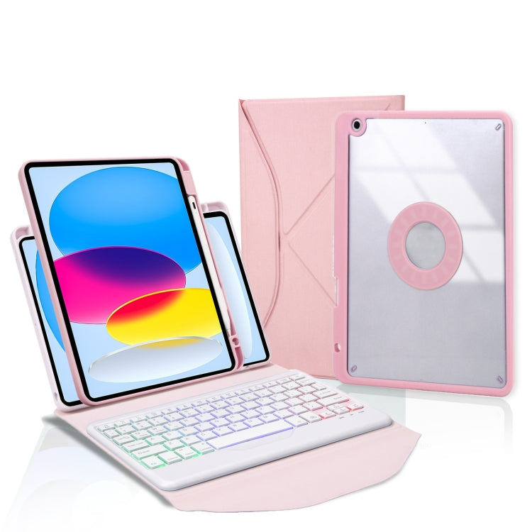 Z10BS For iPad 10th Gen 10.9 2022 Pen Slot Backlight Bluetooth Keyboard Leather Tablet Case
