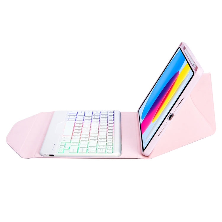 Z10BS For iPad 10th Gen 10.9 2022 Pen Slot Backlight Bluetooth Keyboard Leather Tablet Case