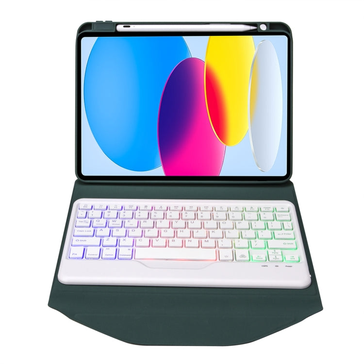 Z10BS For iPad 10th Gen 10.9 2022 Pen Slot Backlight Bluetooth Keyboard Leather Tablet Case