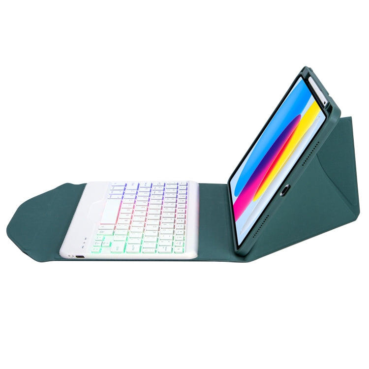 Z10BS For iPad 10th Gen 10.9 2022 Pen Slot Backlight Bluetooth Keyboard Leather Tablet Case