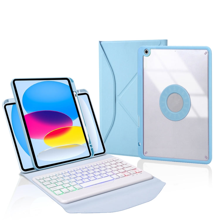 Z10BS For iPad 10th Gen 10.9 2022 Pen Slot Backlight Bluetooth Keyboard Leather Tablet Case
