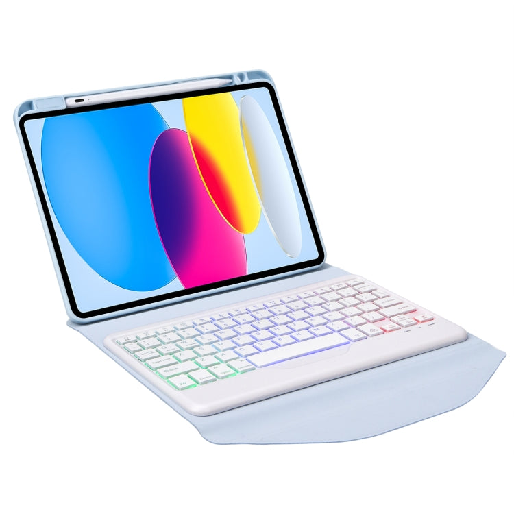 Z10BS For iPad 10th Gen 10.9 2022 Pen Slot Backlight Bluetooth Keyboard Leather Tablet Case