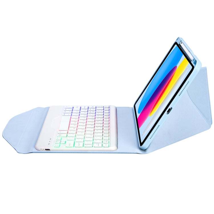 Z10BS For iPad 10th Gen 10.9 2022 Pen Slot Backlight Bluetooth Keyboard Leather Tablet Case