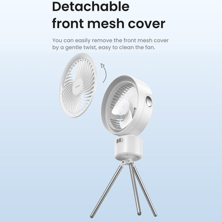 USAMS US-ZB258 Multi-functional Outdoor Shaking Head Silent Fan with Adjustable Light(White)