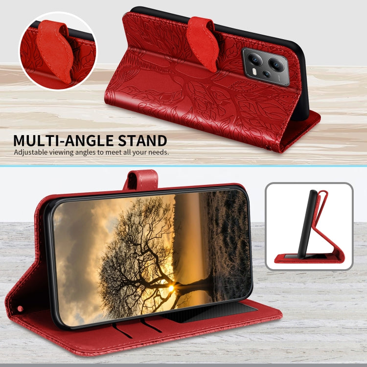 For Xiaomi Redmi Note 12 4G Global Life of Tree Embossing Pattern Horizontal Flip Leather Phone Case